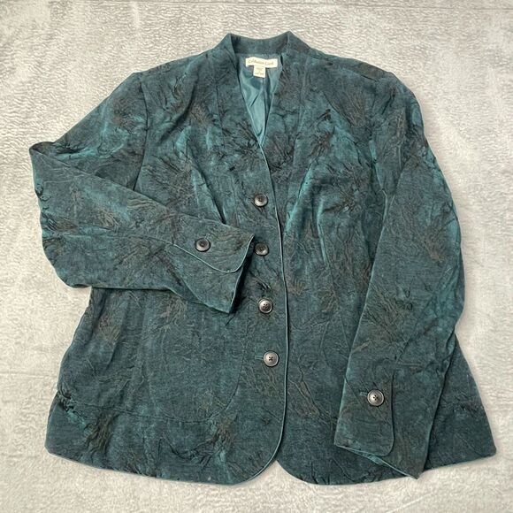 Coldwater Creek Tapestry Plus Size 1X Teal and Black Jacquard Corpcore Classic - Picture 14 of 14